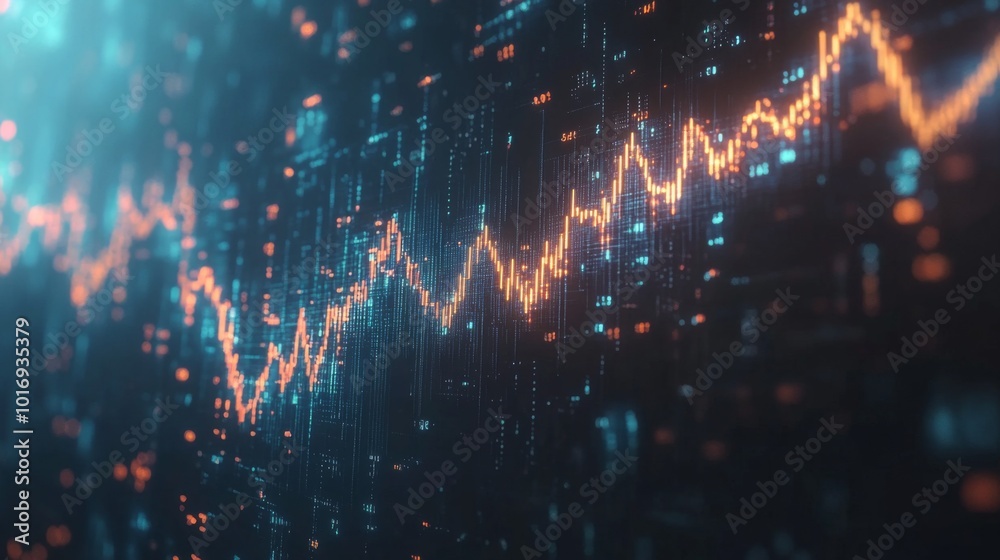 Fototapete data visualization with graph and digital elements