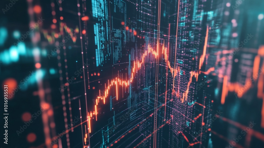 Poster abstract data visualization with digital lines and signals