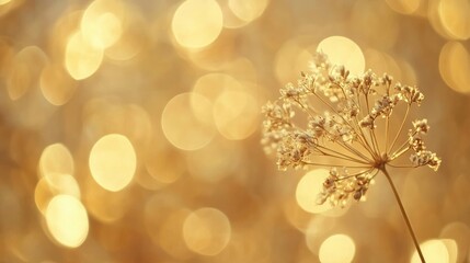 Golden Bokeh Background with Delicate Flower