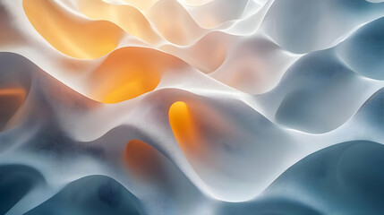 Fototapeta premium Abstract 3D Background: White and Orange Wavy Pattern