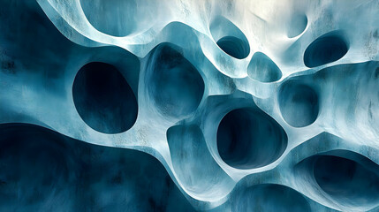 Abstract 3D Background with Blue Hues and Curved Shapes