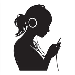 Girl with Headphones Vector Illustration