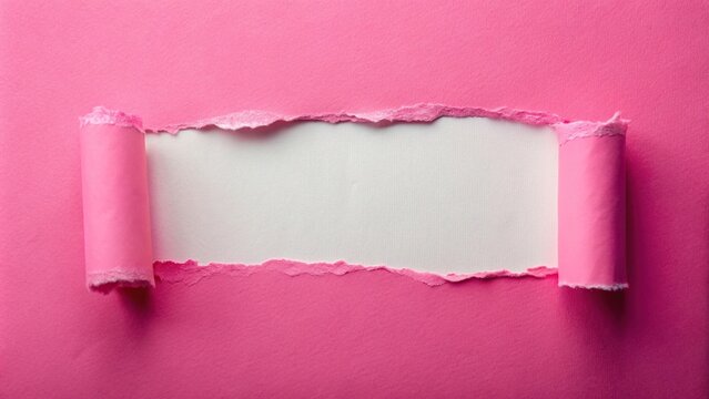 Abstract image of torn white paper on pink background