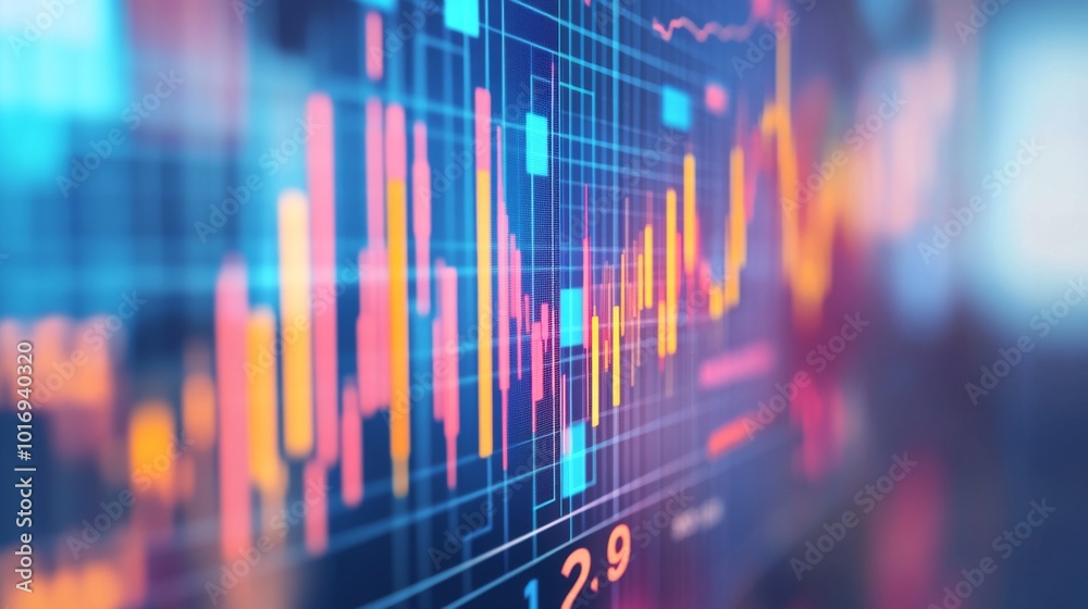 Poster abstract digital stock market data visualization