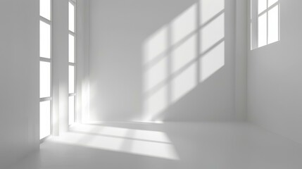 Obraz premium Sunlit Minimalist Room with Large Windows and Clean Lines