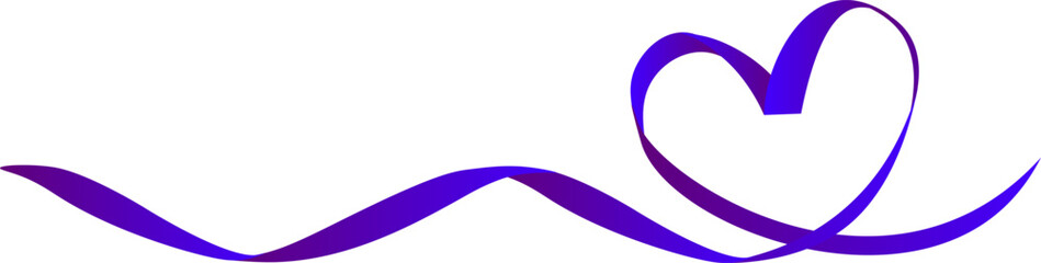 purple ribbon in the shape of a heart.Vector illustration