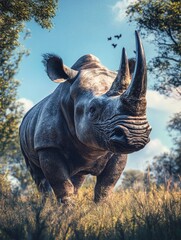 Fototapeta premium Wild Rhino in Natural Habitat