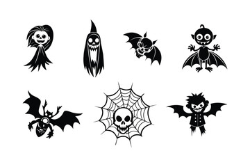 Halloween Set Silhouette Vector Illustration