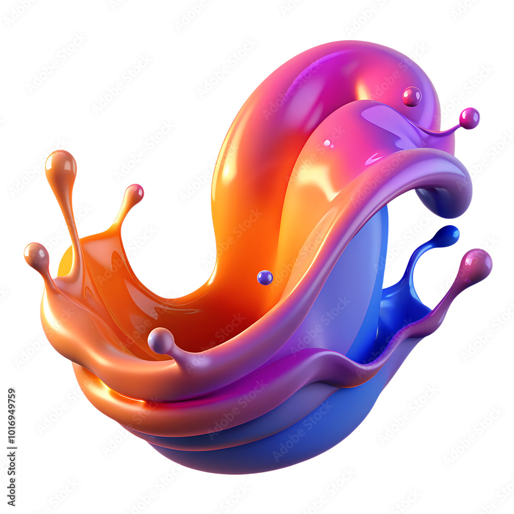 Aufkleber 3d splash of juice or holographic colored liquid. abstract colorful wave flowing isolated