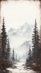 Obraz premium a muted, rustic looking, neutral coloured christmas scene with a rustic worn vintage frame around the outside