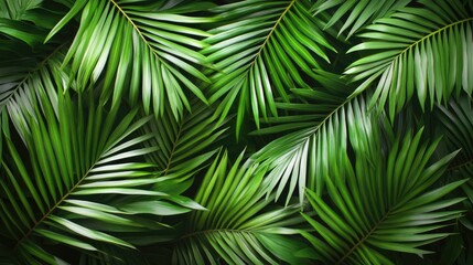 Lush Green Tropical Palm Leaves Background