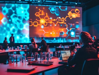 Virtual Biotech Conference with Experts Discussing Cutting Edge Gene Therapy and Holographic Displays