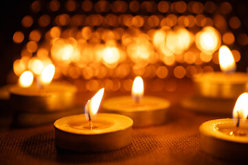 All Saints' Day greeting banner with bokeh effect. All Hallows' Day. Solemnity of All Saints....