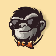 Monkey mascot logo vector. Animal vector illustration. Geek monkey logo. Chimpanzee vector logo design
