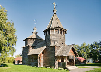 Wooden orthodox church in Suzdal, Russia. Old town of Suzdal is historical landmark as part of Golden Ring of Russia.