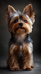 yorkshire terrier on a black background