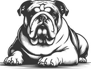 Bulldog Lying Down Stencil Vector Silhouette desing.