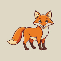 Cartoon Elegant Fox Art Vector Illustration for Modern Design