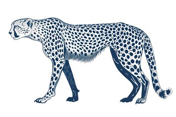 Fototapeta premium Antique of cheetah wildlife leopard drawing.