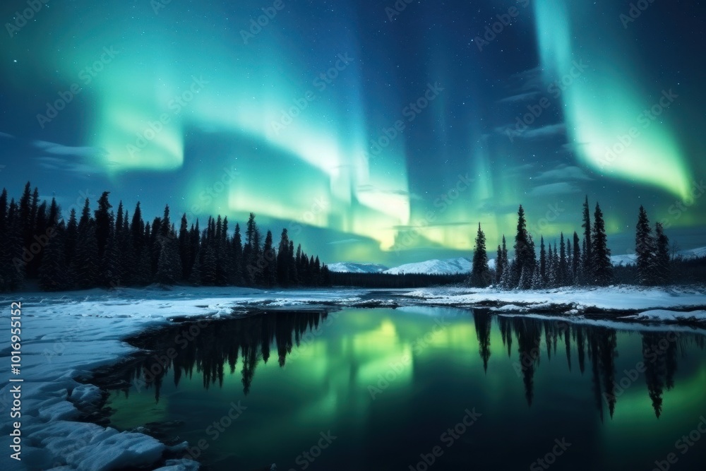 Sticker Aurora northern lights scenery photo landscape outdoors nature.