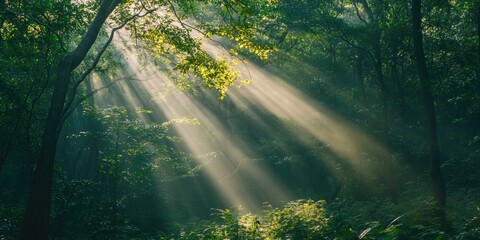 Obraz premium Sunlight Peeking Through Forest