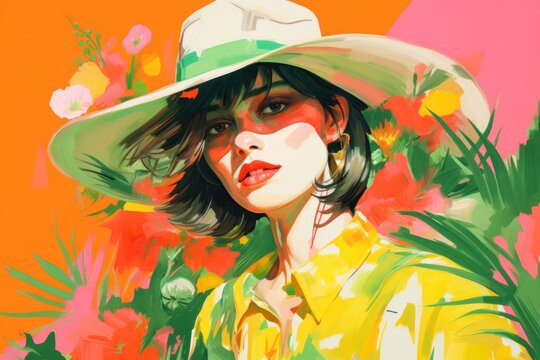 Daisy painting portrait fashion.