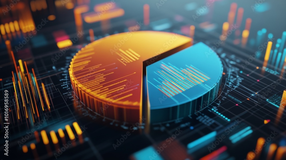Fototapete colorful data visualization with pie chart and graphs