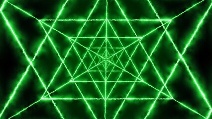 Amazing neon glowing fire triangle tunnel background, abstract background with glowing lines