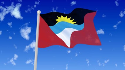 antigua-and-barbuda flag wavying in the sky with cloud