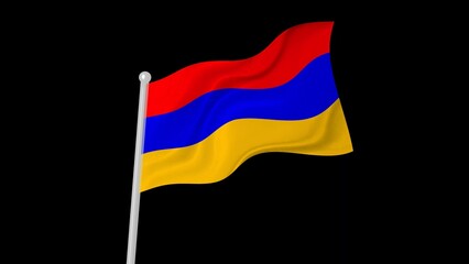 armenia flag flying wavy black background