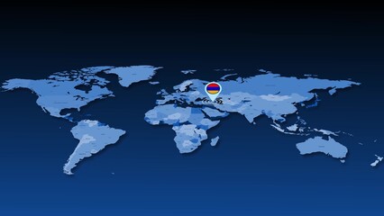Obraz premium Armenia flag icon GPS location tracking on earth map