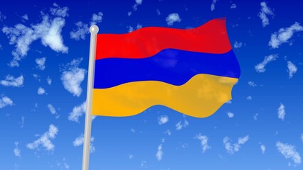 armenia fly flag wave in the sky