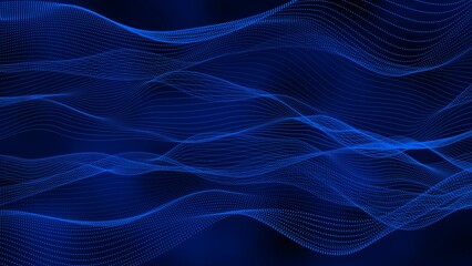 Blue color background digital particle line wave