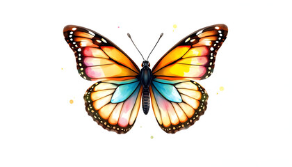 Obraz premium Butterfly watercolor illustration.Manual composition.Big Set watercolor elements isolated with white highlights, png