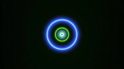 Blue green color neon circle zoom out tunnel background