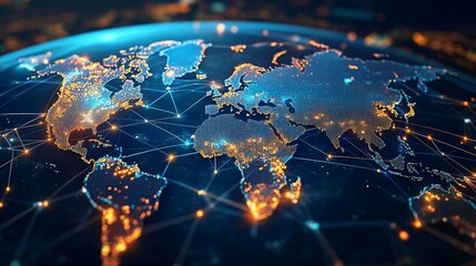 Global Network of Connected Cities with Illuminated Lines
