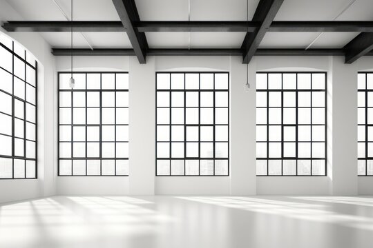 Black and white modern loft architecture building window.