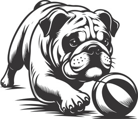 french bulldog Fetching a ball silhouette vector design.