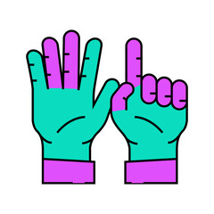 six number hand gesture line icon vector. six number hand gesture sign. isolated symbol illustration