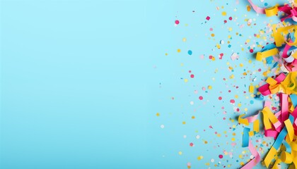 confetti on blue background