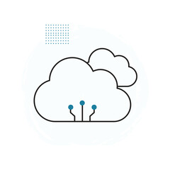 AI Cloud Integration and Chip Vector Icon Design, AI processor, cloud infrastructure, cloud services, cloud storage