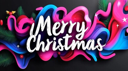 Obraz premium A festive Christmas greeting with a modern twist, featuring the words 