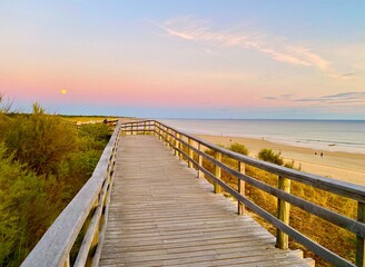 wooden bridge over the sea  on the island of Ile de Re in France