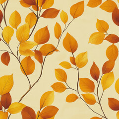 Seamless pattern with leaves on a light background.
