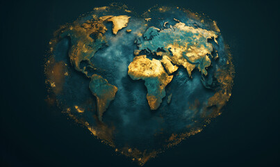 Fototapeta premium Creative design of a heart-shaped globe on an abstract background.