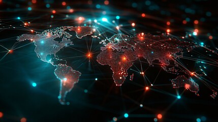 Obraz premium A digital representation of the Earth with glowing connections