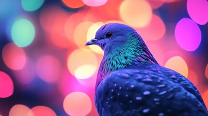 Obraz premium Colorful Pigeon Against Abstract Background
