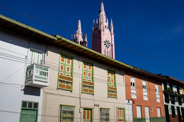 Beautiful streets of the Heritage Town of Jerico located in the Department of Antioquia in Colombia.