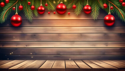 rustic christmas background featuring wooden planks adding warmth holiday scene