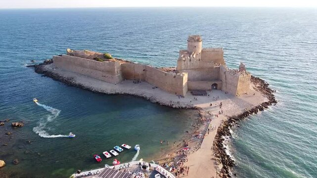 View of the Aragonese Castle, Isola di Capo Rizzuto, Italy